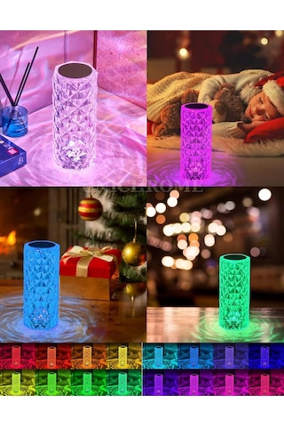 Kristal Elmas Led Dokunmatik Sensör Usb Şarjlı Masa Lambası Rgb Gece Lambası Diğer