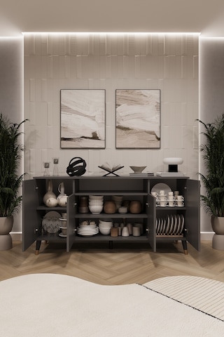 Asra Trend Lüks Konsol Tv Ünitesi %100 Mdf Salon Ve Yemek Odası Ünitesi Knsl02 Koyu Gri