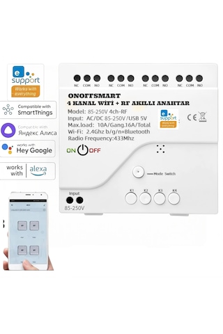 Onoff Ewelink 4 Kanal Wifi Rf Akıllı Anahtar Uzaktan Kumanda İle