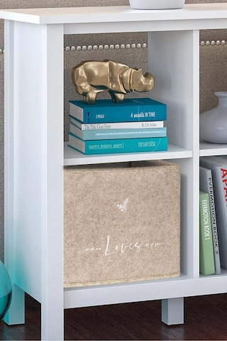 Keçe Raf Organizer, Raf Düzenleyici Saklama Kutusu, Bej, 30 X 30 X 30 Cm, 27 Litre Desenli