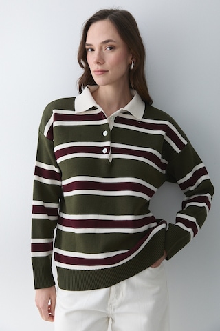 Haki Bordo Polo Yaka Kazak - 241184 Haki