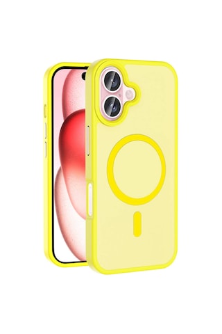 Apple Uyumlu iPhone 16 Plus Kılıf M-safe Şarj Özellikli Mat Arka Yüzey Zore Sio Kapak Sarı