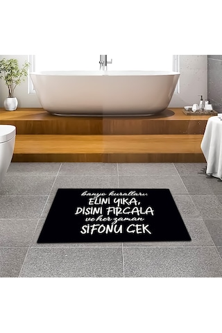 Evaşk Banyo Paspası İpeksi Kadifemsi Halı Yüzey Kaymaz Taban 40x60 BM00840S Siyah