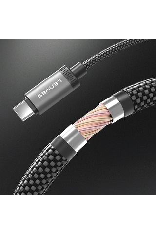 Lenyes Lc571 Oled Dijital Ekranlı Type-c To Type-c Data Ve Şarj Kablosu 240w 1.2m Siyah