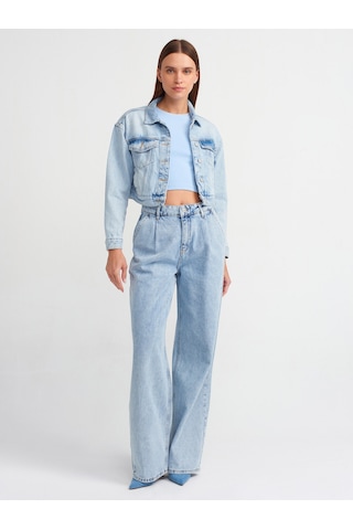 Dilvin Crop Model Denim Mont Mavi