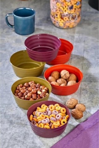 Plastik Çerezlik Sunumluk 6 Lı Kase Yonca Desen Royaleks-ht-001 Çok Renkli