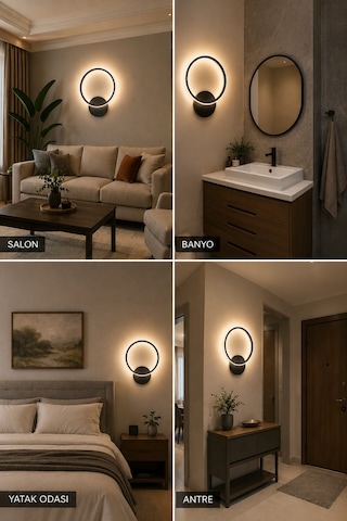 AvizeGO Tisa Modern Led Duvar Apliği Günışığı Siyah