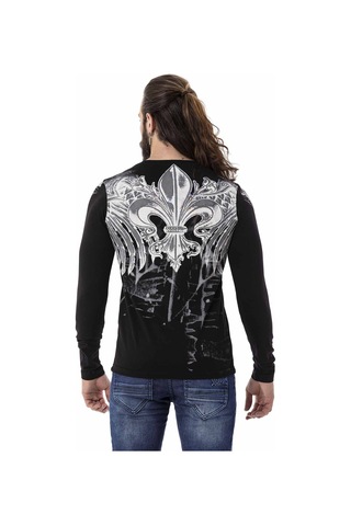Cipo & Baxx CL516 Royal Desenli Siyah İnce Sweatshirt Siyah