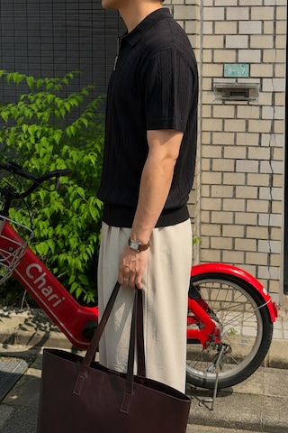 Tarz Cool Erkek Slim Fit Fermuarlı Polo Yaka Saç Örgü Desenli Triko Tişört Yazlık Pamuklu Esnek Örme Siyah
