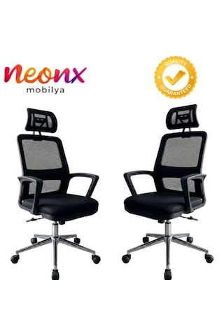 Neonx Belinay Başlıklı Çalışma Koltuğu Ofis Koltuğu Ergonomik Çalışma Koltuğu Siyah
