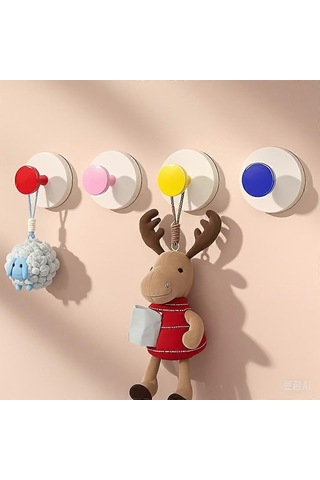 Sarı 2'li Paket Duvara Monte Vantuzlu Kanca, Yuvarlak Dekoratif Tasarım Diğer