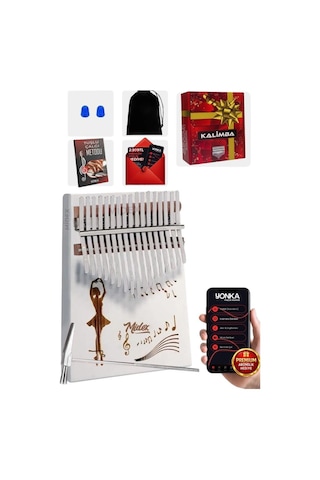 Midex Klx-540 Beyaz Renk Gerçek Ağaç Kalimba 17 Tuşlu Full Set