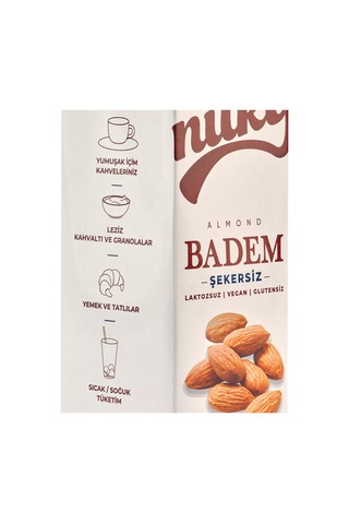 Şekersiz Badem Sütü Glütensiz Bitkisel Bazlı Laktosuz Vegan 3x1 Lt