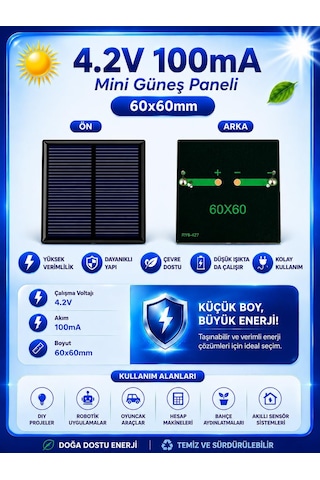 4.2v 100ma 60x60mm Güneş Paneli -  Solar Panel