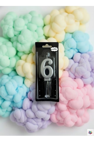 Metalik Silver Rakam Mum 6 Çok Renkli Metalik Silver Rakam Mum 6 Çok Renkli