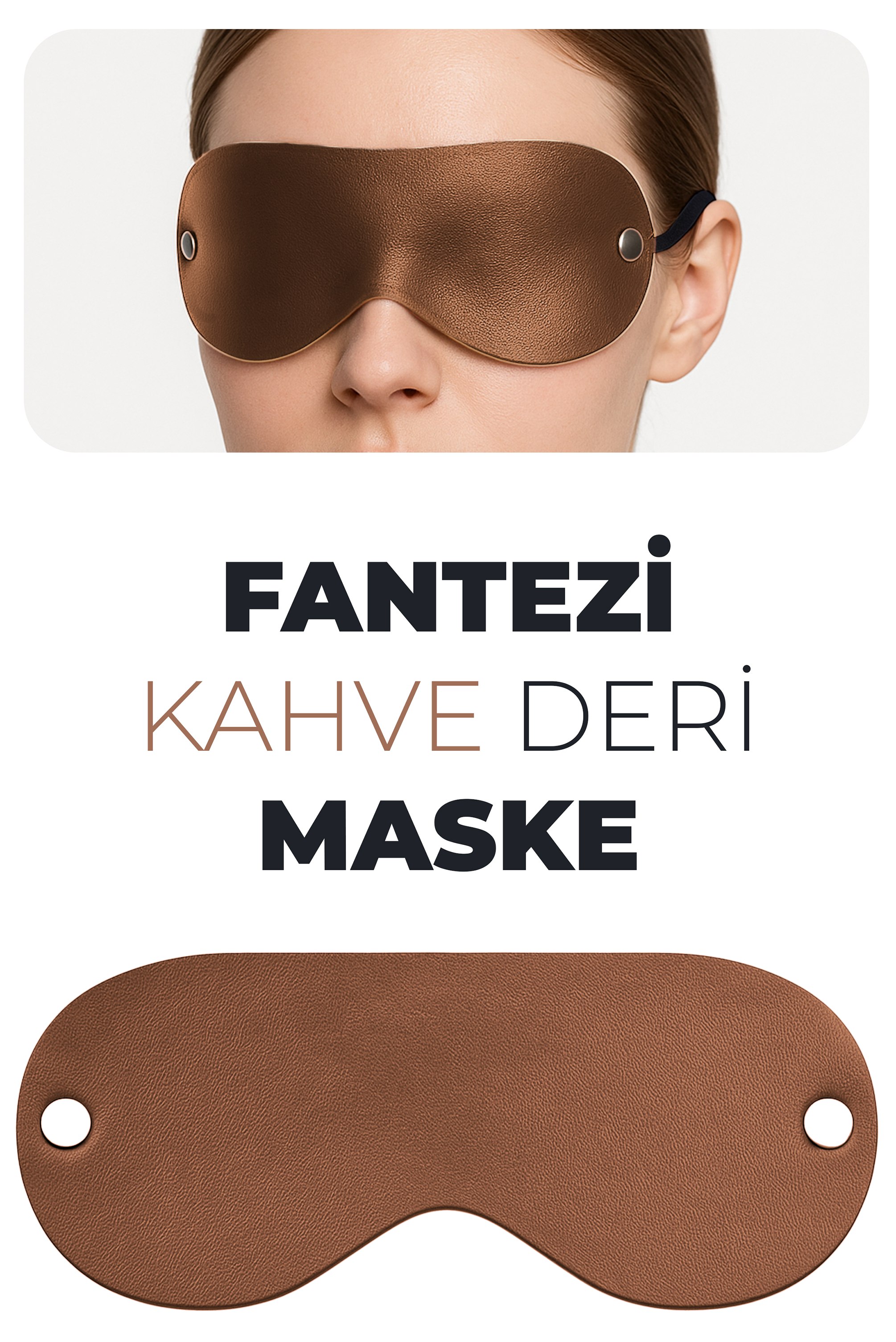 Deri Fantezi Göz Maskesi, Işık Geçirmez Yumuşak Dokulu Göz Bandı Kahverengi