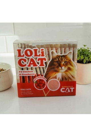 Kızılcık Aromalı 15'li Lolipop Şeklinde Kedi Ödülü