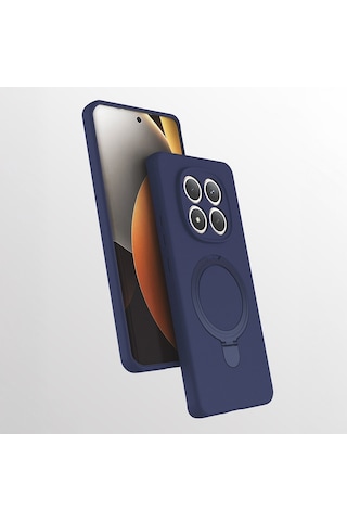 Xiaomi Redmi Note 15 Pro Kılıf M-safe Şarj Özellikli Standlı Zore Samara Kapak Lacivert