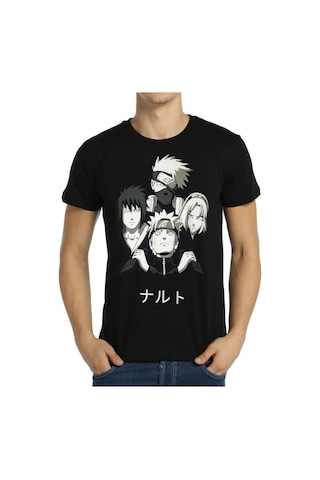 Bant Giyim - Naruto Kakashi Sasuke Sakura Siyah Erkek Tişört