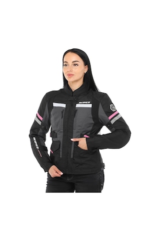 Ebakbak Motosiklet Kadın Montu 4 Mevsim Uzun Oxford 600-d Dayanıklı Kumaş Women Mont Black