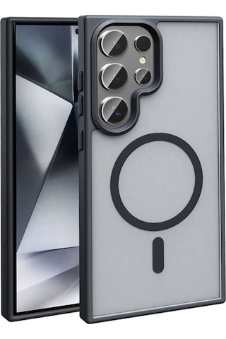 Galaxy S23 Ultra Kılıf M-safe Şarj Özellikli Mat Arka Yüzey Zore Sio Kapak Siyah