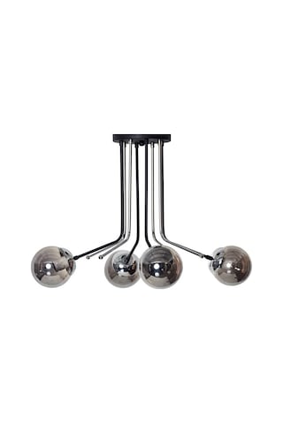 Luzarana Optik 4 Lü Krom Siyah Metal Gövde Füme Camlı Tasarım Lüx Avize Çok Renkli