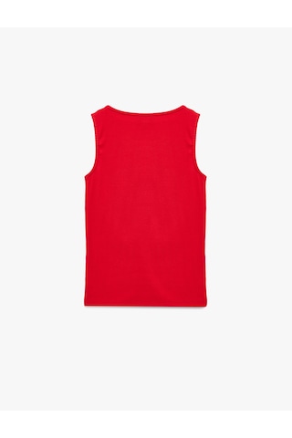 Koton Pamuklu Slim Fit Kolsuz Kayık Yaka Bluz Kırmızı 6sak10029ek