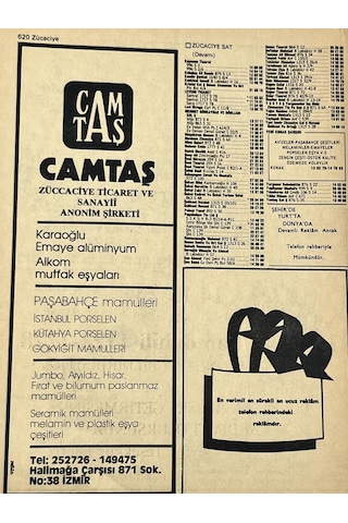 İzmir 1982-1983 Meslek Reklam İlanı Efemera S619