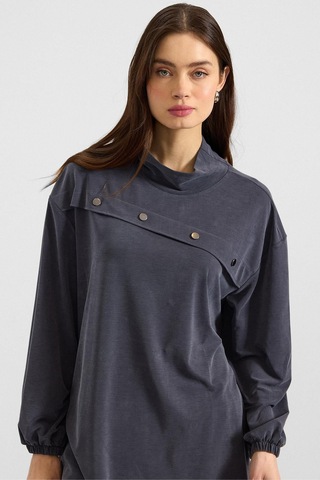 Olcay Metal Aksesuarlı Premium Kumaş Sweat Pantolon Takım Lacivert 9404-tk
