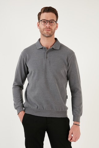 Buratti Pamuk Karışımlı Regular Fit Erkek Polo Yaka Kazak 456223 Koyu Gri