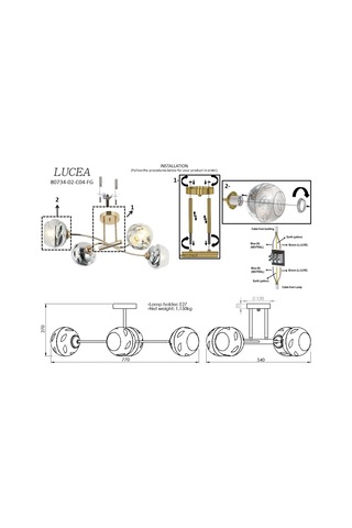 Lucea Foma 4'lü Altın Plafonyer 4xe27 Diğer