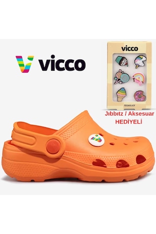 Vicco Didim Jıbbıtz Aksesuar Hediyeli Ortopedik Unisex Çocuk Terlik Turuncu