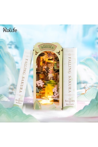 Rolife Tgb05 Falling Sakura Kitap Köşesi Book Nook Dıy Minyatür Maket Model Seti Mini Dollhouse 3d Model Kit Detaylı Dekoratif Hobi Seti 3d Puzzle Tiny House