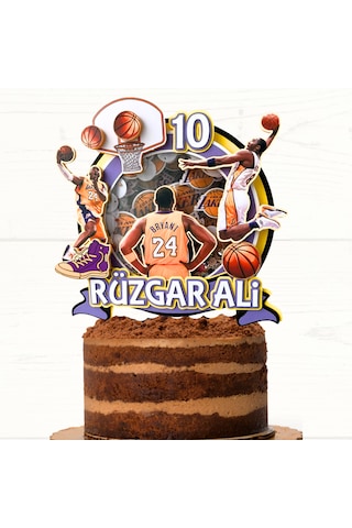 Basketbol Temalı Erkek Çocuk Doğum Günü İsme Özel Pasta Parti Süsü Cake Topper Çocuk