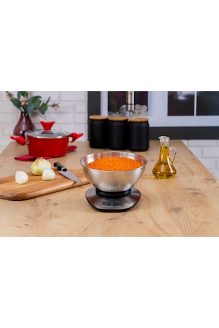 Zln2960 Dijital Mutfak Tartısı 5 Kg 1 Gr Hassasiyet Paslanmaz Çelik Yüzey Pil Dahil Gri - Inox