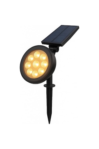 18w Güneş Enerjili Bahçe Armatürü 9 Led 3200k Günışığı, Ip65 Su Geçirmez Solar Spot Lamba, 200 Lümen, K Genel