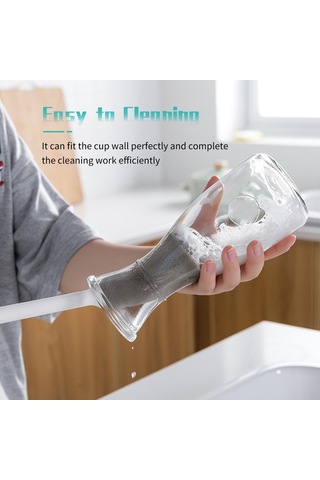 Monyee Beyaz Uzun Saplı Sünger Bardak Fırçası - Tüm Bardak Türlerini Temizler, Aslanabilir, Yumuşak Ve Kırıcı Olmayan