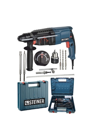 Steiner 3000 W Darbeli Kırıcı Delici Matkap + Mandren + 5 Parça Uç Seti