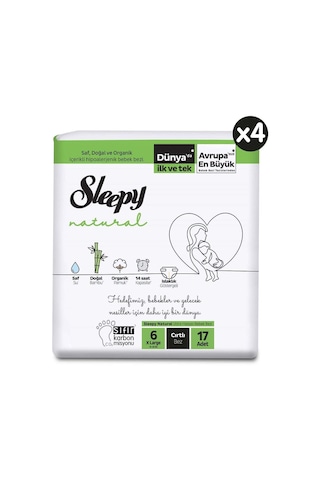 Sleepy Natural Aylık Paket Bebek Bezi 6 Numara Xlarge 68 Adet