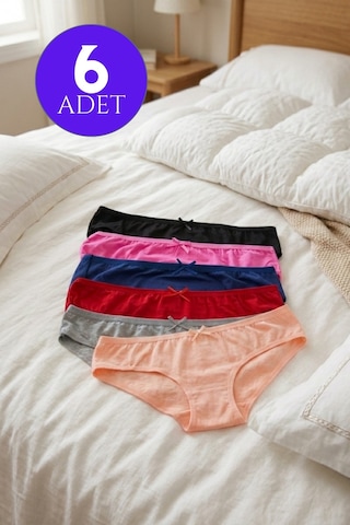 Mataş Kadın 6'lı Paket Pamuklu Bikini Külot Esnek Yumuşak İz Yapmaz İç Çamaşırı Çok Renkli