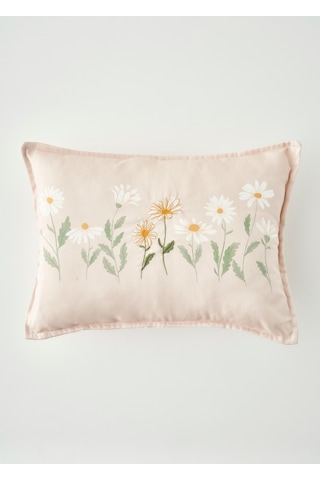 Bella Maison Daisy Volanlı Kenar Nakışlı Dekoratif Yastık Kılıfı Bej 35x50 Cm Bej
