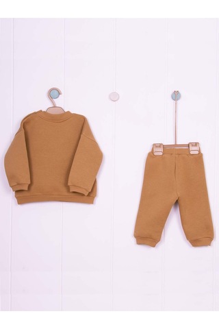 Aydodo Hardal Asimetrik Cep Detaylı 3 İplik İkili Bebe Takımı Hardal