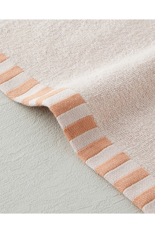 English Home Stripe Edge Pamuk El Havlusu 30x40 Cm Pudra Pudra