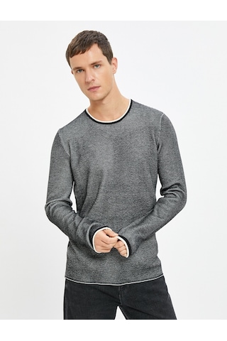 Koton Triko Kazak Bisiklet Yaka Dokulu Slim Fit Uzun Kollu Siyah 4wam70030ht Siyah