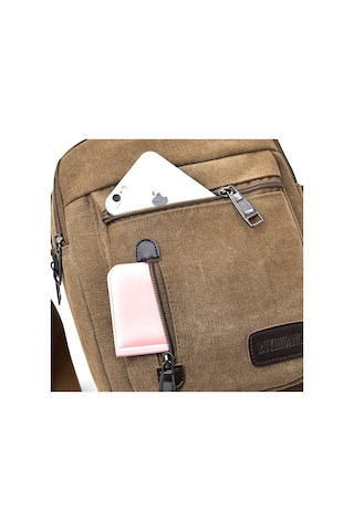 Çok Amaçlı Kanvas Omuz Postacı Çantası Mh7007 Kahverengi