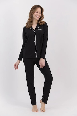 Pierre Cardin 7717 Gömlek Model Kadın Pijama Takım Siyah