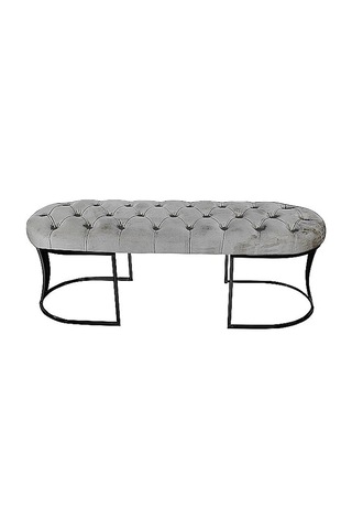 Viego Siyah Bench Puf Açık Gri