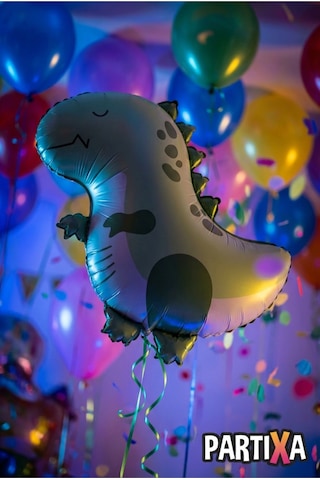 Mat Yeşil Retro Dinozor Folyo Balon 55x54 Cm T-rex Dinozor Temalı Çocuk Doğum Günü Parti Süsü Çok Renkli