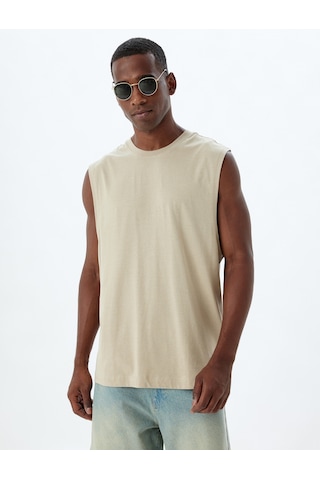 Koton Basic Kolsuz Tişört Bisiklet Yaka Pamuklu Bej 4sam30042mk Ekru