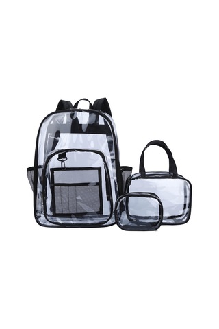 Ağır Hizmet Tipi Temizle Sırt Çantası Büyük Şeffaf Siyah Siyah